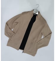 Baros Slim Fit Erkek Fermuarlı Triko Ceket (Krem)