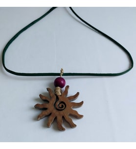 Woodensea Spiralli Güneş Ahşap Kolye  El Yapımı