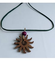 Woodensea Spiralli Güneş Ahşap Kolye  El Yapımı