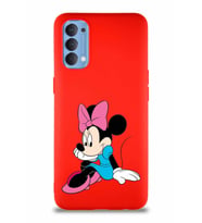 Oppo Reno 4 Soft Premier Kapak Minnie Mouse-E Tasarımlı Silikon Kılıf - Kırmızı (Şeffaf)
