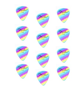 Fender 1980351101 351 Shape Rainbow Thin Gitar Penası (12'li) İnce Yapılı Rengarenk Penalar Yumuşak Akor Geçişleri İçin