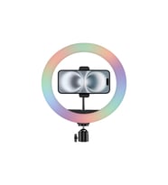 RGB Renkli Led Halka Işık 33 cm Ring Light Telefon Tutuculu Canlı Yayın Seti (Çok Renkli)
