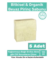 %100 Doğal Koku Yüz Cilt Beyazlatıcı Organik Nemlendirici Beyaz Pirinç Sabunu 5'li Set