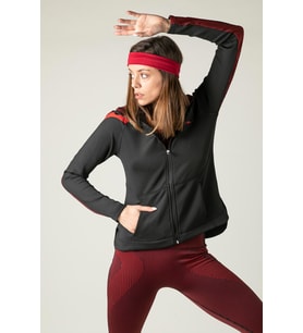 Maraton SlimFit Kadın Kapüşonlu Siyah Tracktop
