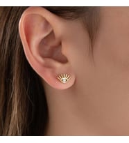 Vaoov 925 Ayar Gümüş Minimal Göz Küpe (Gold)