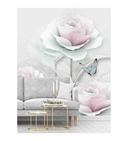 Dreamwall Güller Ve Kelebek Desenli Silinebilir Sağlıklı Tekstil Duvar Kağıdı (Çok Renkli)