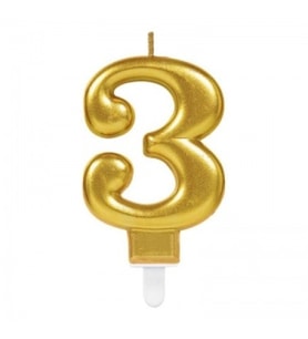3 Rakamı Mum Gold Renk