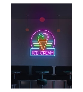 ICE CREAM Yazılı ve Şekilli Neon Tabela