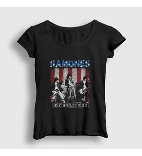 Presmono Kadın Siyah Go Ramones T-Shirt 169648tt