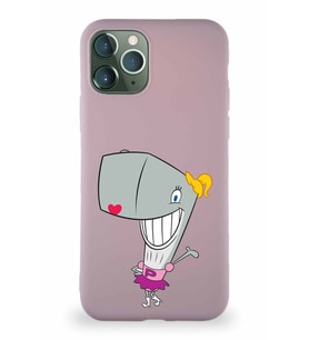 Apple iPhone 11 Pro Soft Premier Kapak Pearl Yengeç Tasarımlı Silikon Kılıf - Pudra (Şeffaf)