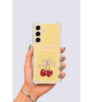 Samsung Galaxy S24 FE Kartlıklı Kiraz Desenli Kılıf
