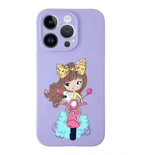 Apple iPhone 14 Pro Max  Lansman Kılıf Vespagirl  Tasarımlı Altı Kapalı İçi Kadife Kaplı  Kapak (Şeffaf)