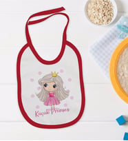 BK Kids Küçük Prenses Tasarımlı Kırmızı Bebek Mama Önlüğü-1