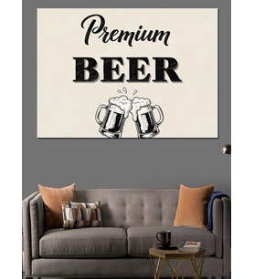 Premium Bira Yazılı Tabela Dekoratif Kanvas - Mdf Ahşap Tablo