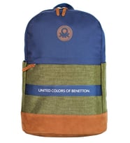 United Colors Of Benetton Üç Bölmeli Retro Erkek Çocuk Sırt Çantası - Lacivert Yeşil - Günlük Okul Seyahat