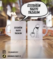 Kişiye Özel Tasarım Kupa – Yazını Sen Seç!  Yıkanabilir & Korunaklı Paket 300ml (Doğal Beyaz)