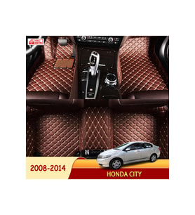 MİREN Honda City 2008-2014 Uyumlu 5d Havuzlu Suni Deri OTO PASPAS (Kahverengi)