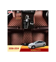 MİREN Honda City 2008-2014 Uyumlu 5d Havuzlu Suni Deri OTO PASPAS (Kahverengi)