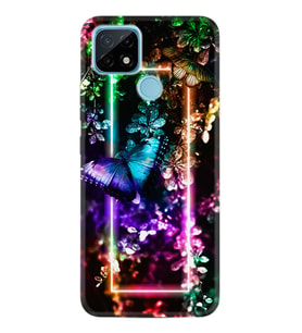 Realme C11 C21 C21Y C25Y C11 2021 Kılıf Desemli Silikon Butterfly Neon 1684