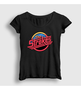 Presmono Kadın Beyaz Vintage Logo The Strokes T-Shirt 525381tt (Siyah)