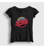 Presmono Kadın Beyaz Vintage Logo The Strokes T-Shirt 525381tt (Siyah)
