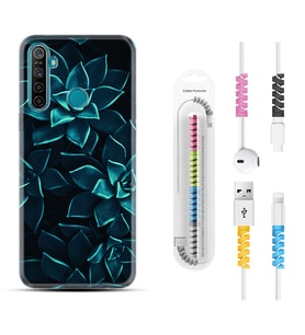 Realme 5i 5 Pro 6i 7 Pro 8 Kılıf Kablo Koruma Spiral Silikon Mistik Çiçekler 1650