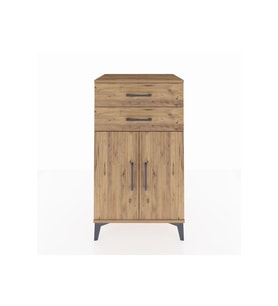 Hyperion Komodin Tek Raflı 2 Çekmeceli 2 Kapaklı 60x44x106 Çam-Çam