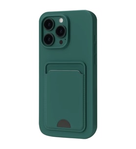 Apple iPhone 16 Plus Kılıf Kelvin Kartvizitli Silikon - Koyu Yeşil