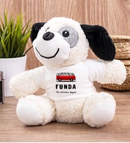 Kişiye Özel Vosvos Minibüs Tasarımlı Peluş Köpek (Beyaz)