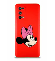 Realme 7 Pro Soft Premier Kapak Minnie Mouse-A Tasarımlı Silikon Kılıf - Kırmızı (Şeffaf)