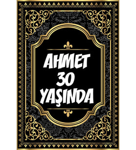 Altın Desenli Klasik Temalı Doğum Günü Afişi -2 35X50 cm