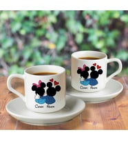 Mickey & Minnie Mouse Sevgili Çift Tasarımlı İkili Türk Kahvesi Fincanı Kişiye Özel