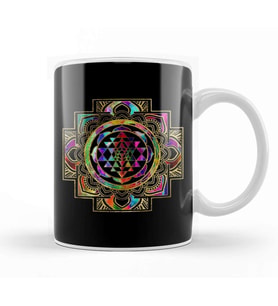 Colorful Gold framed Sri Yantra Sri Chakra Kupa Bardak Porselen
