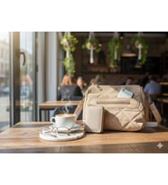 Bej Crossbody Seti  Günlük Çanta ve Cüzdan