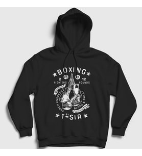Presmono Unisex Beyaz Boxing Ufc Mma Hediye Boksör Boks Kapüşonlu Sweatshirt 496303tt (Siyah)