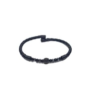 JTSS26BLK1778 PASLANMAZ ÇELİK BİLEZİK HAKİKİ DERİ KAPLAMA ZİRKON ONYX VE HEMATİT DOĞALTAŞLI GARANTİLİ JANTİ BİLEKLİK