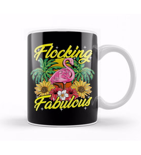 Cute & Funny Flocking Fabulous Flamingo Pun Kupa Bardak Porselen