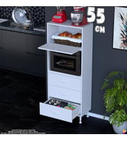 Eliusta Nola 55 cm Fırın Dolabı Üstü Kapaklı 3 Çekmeceli Çok Amaçlı Mutfak Kiler Banyo Dolabı 55x150x32 cm