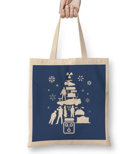 Back To The Future Christmas Tree Silhouette White Bez Çanta Uzun Saplı