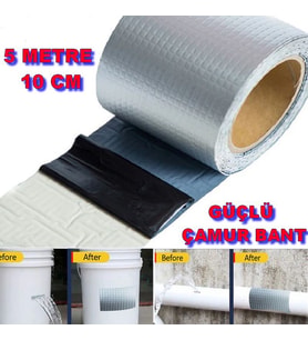 5mt x 10cm Çamur Bant Su Sızdırmaz Güçlü Tamir Tadilat Bandı Çatı İzolasyon Bandı Tamir Bant