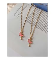 Purple Jewelryy - Pembe Kristal Panlanmaz Çelik Kolye (Standart)