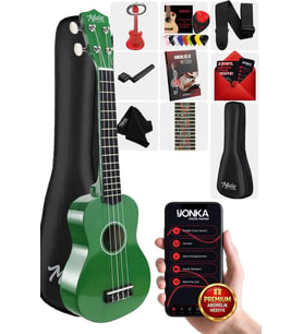 Midex UKX-233GR Yeşil Concert Ukulele (Askı Çanta Metod Pena)
