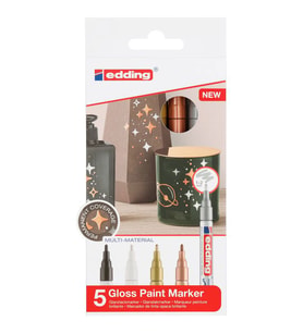Edding 751 Çok Amaçlı Örtücü Boyama Dekorasyon Markörü 1-2 mm 5'li Metalik Renkler 