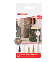 Edding 751 Çok Amaçlı Örtücü Boyama Dekorasyon Markörü 1-2 mm 5'li Metalik Renkler 