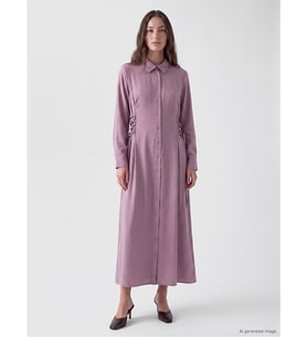 LCW Modest Pembe Bağlama Detaylı Modal Karışımlı Gömlek Elbise