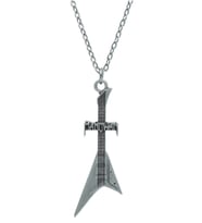 Manowar Elektro Gitar  Zincir Kolye - Gümüş Kaplama - Erkek Kadın Kolye - Kod:1082