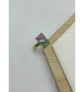 Çelik Gold Renkli Çiçek Ayarlanabilir Yüzük - 25yzk230