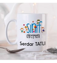 Kişiye Özel Erkek Sınıf Öğretmeni Kupa Bardak HA10 (Beyaz - Beyaz)
