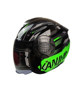 Motosiklet Yarım Kask Double Güneş Vizörlü Ece Sertifikalı Abs Material Motor Kaskı Green Arrow (Yeşil)