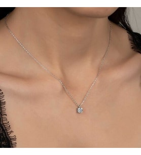 Taşlı Tek Taş 925 Ayar Gümüş Kolye